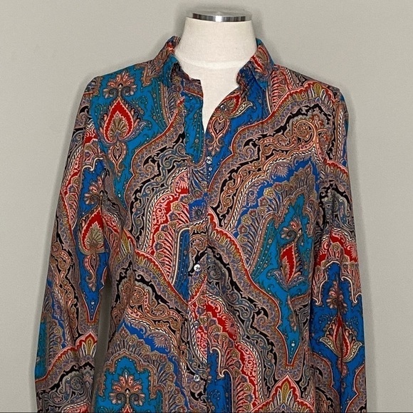J. Crew Perfect Buttondown Shirt in Ratti Mediterranean Paisley, size 6 - Picture 3 of 12